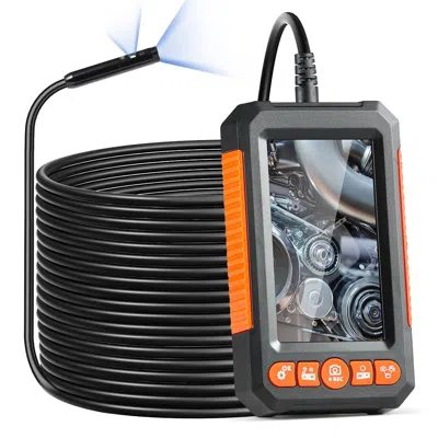 Vvor Endoscope Camera With Light, Dual Lens Borescope With 49.2ft Semi-rigid Cable, 4.3" Screen 1080p Ins In Orange