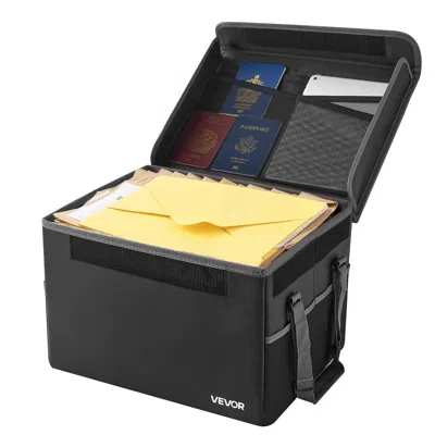 Vvor Fireproof Document Box, 1832 F Heat Insulated Fireproof & Waterproof Box, Space-saving And Foldable  In Black
