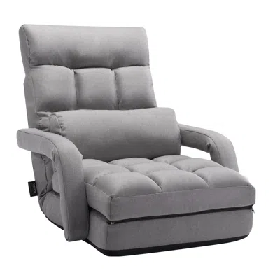Vvor Floor Chair, Floor Gaming Chair With 5 Adjustable Position And Back Support, Folding Sofa Chair With In Gray