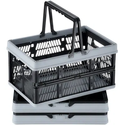 Vvor Foldable Shopping Basket Portable Grocery Basket 3pcs 16l With Handle In Black