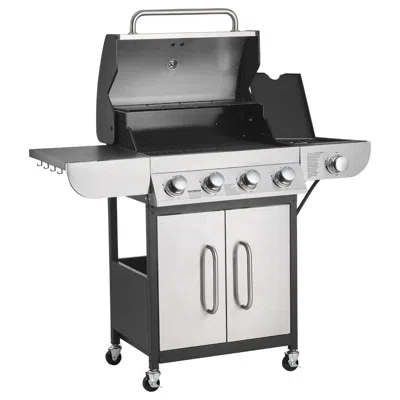 Vvor Gas Grill, 4 Burner Propane Gas Grill With Side Burner, 425 Sq. In Grilling Area, Carbon Steel Ename