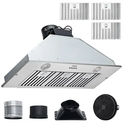 Vvor Insert Range Hood, 800cfm 3-speed, 36 Inch Stainless Steel Built-in Kitchen Vent With Push Button Co