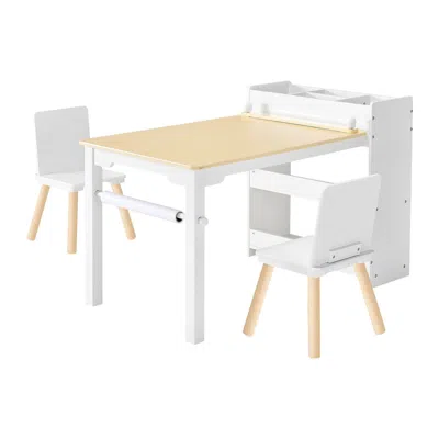 Vvor Kids Art Table And Chair Set, Toddler Craft Table With 3 Tiers Storage Cabinet, Wooden Kids Activity