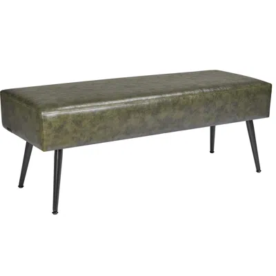 Vvor Leather Bedroom Bench, Pu Leather Bench With Metal Legs And With Stitching For Entryway, Upholstered