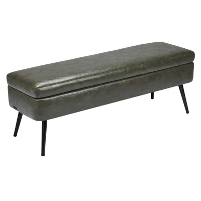 Vvor Leather Storage Ottoman Bench, Pu Leather Bench With Storage & Metal Legs, Modern Shoe Benches Seat  In Multi