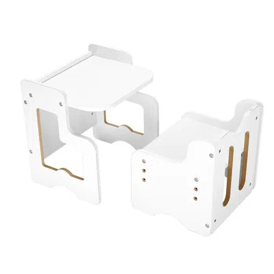 Vvor Montessori Weaning Table And Chair Set, 3 In 1 Wooden Toddler Table And Chairs With Chalkboard, Adju