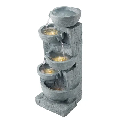 Vvor Outdoor Water Fountain, 31.5 In Height Fountain & Waterfall, 5-tier Floor Standing Bowl-shaped Casca In Multi