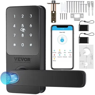 Vvor Smart Lock, 5-in-1 Smart Door Knob, Fingerprint Deadbolt With App Control, Bluetooth Smart Lock, Key In Black