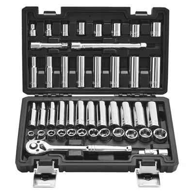 Vvor Socket Set, 44 Pieces, 3/8 Inch Drive Socket And Ratchet Set, Sae And Metric, Deep And Shallow, Mech In Black