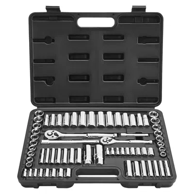 Vvor Socket Set, 69 Pieces, 3/8 & 1/4 Inch Drive Socket And Ratchet Set, Sae And Metric, Deep And Standar In Black