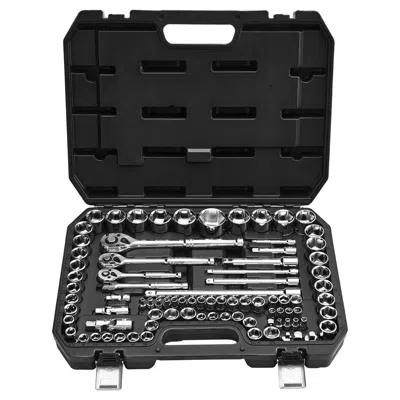 Vvor Socket Set, 86 Pieces, 3/8 & 1/4 & 1/2 Inch Drive Socket And Ratchet Set, Sae And Metric, Mechanic T In Black