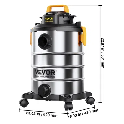 Vvor Stainless Steel Wet/dry Shop Vacuum With Powerful Suction 30l- Ideal For Carpet Debris And Pet Hair In Silver