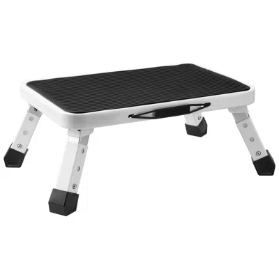 Vvor Step Stool 1-step 330lbs Capacity, Folding Steel Step Ladder 3 Adjustable Height, Portable Toddler S In White