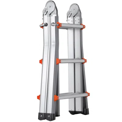 Vvor Telescoping Ladder A Frame, 11 Ft Compact Aluminum Extension Ladder, Multi-function Portable Collaps In Silver