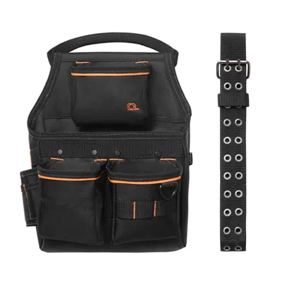 Vvor Tool Pouch With Belt, 14 Pockets Professional Tool Belt Pouch For Men, Heavy Duty Detachable Adjusta In Black