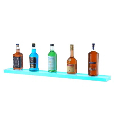 Vvor Wall Mounted Led Lighted Liquor Bottle Display Home Bar Shelf 40" 1-step In Blue