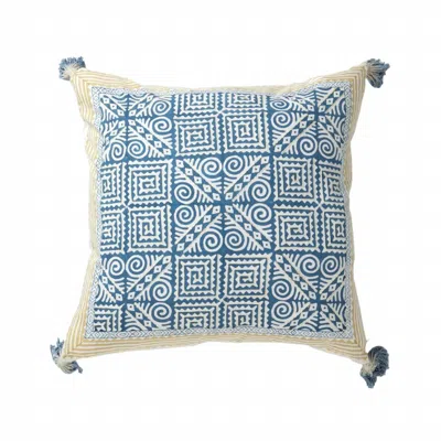 Vvyom Shuchi Cotton Pillow In Blue