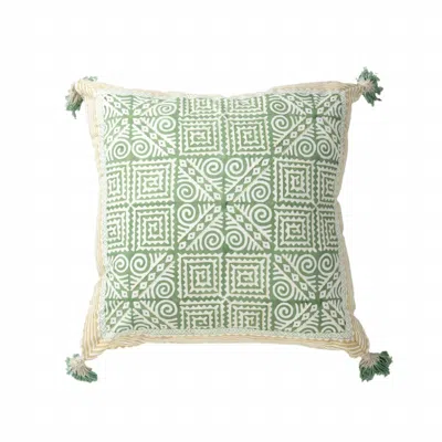 Vvyom Shuchi Forest Cotton Pillow In Green