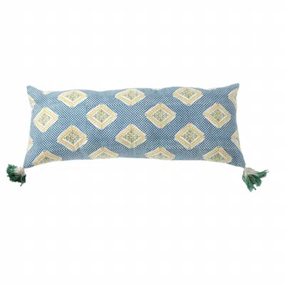 Vvyom Shuchi Himalayan Cotton Lumbar Pillow In Blue