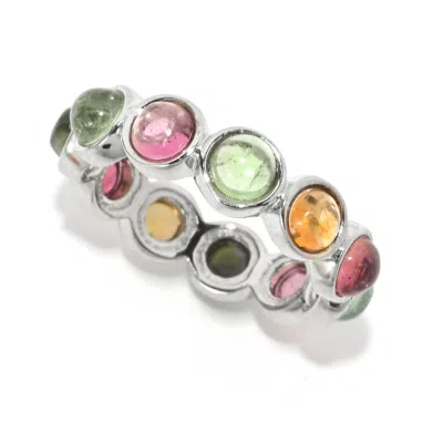Vw Gems Platinum Plated 3.84ctw Multi Tourmaline Eternity Band Ring