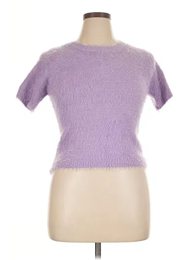 Pre-owned Vylette Short Sleeve Top Purple Crew Neck Tops