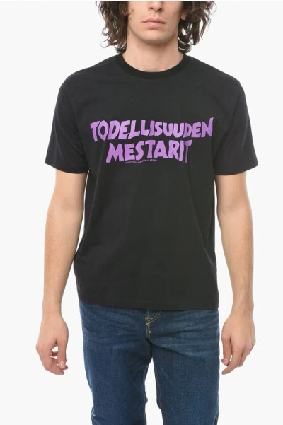 Vyner Articles Crew-neck T-shirt With Contrasting Print In Black