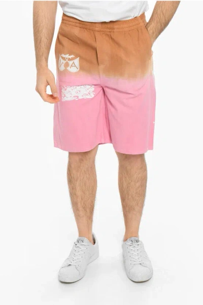 Vyner Articles Dip-dye Effect Twill Cotton Shorts In Multi