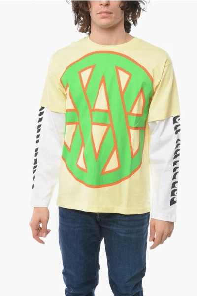 Vyner Articles Emblem Printed Long Sleeve Skater T-shirt In Multi