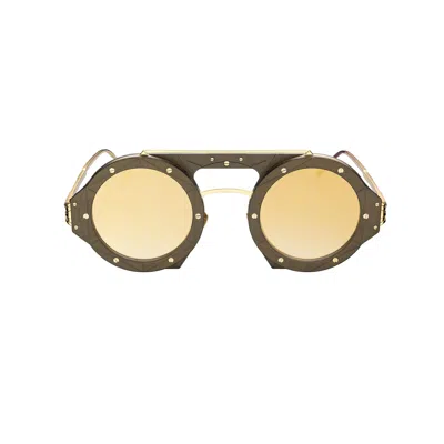 Vysen Eyewear Women's Gold / Green The Astra Dark Military Green Titanium In Gold/green