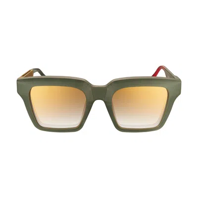 Vysen Eyewear Women's Gold / Green The Fer Dark Military Green And Gold Temple In Gold/green
