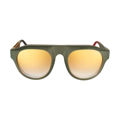 Vysen Eyewear Women's Gold / Green The Joe Dark Military Green And Gold Temple In Gold/green