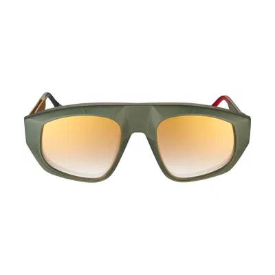 Vysen Eyewear Women's Gold / Green The Lex Dark Military Green And Gold Temple In Gold/green