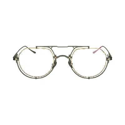 Vysen Eyewear Women's Gold / Green The Seph Dark Military Green And Gold In Gold/green