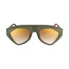 Vysen Eyewear Women's Gold / Green The Sha Dark Military Green And Gold Temple In Gold/green
