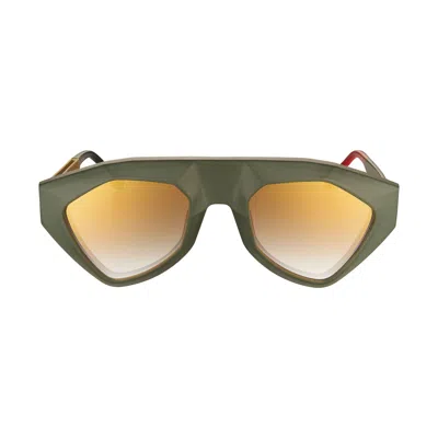 Vysen Eyewear Women's Gold / Green The Sha Dark Military Green And Gold Temple In Gold/green