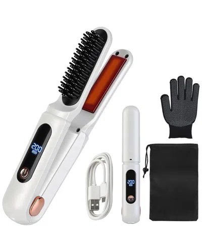 Vysn 2-in-1 Cordless Ceramic Hair Straightener & Brush In White