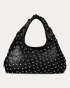 W 78 ST WOMEN'S LARGE STUDDED NAPPA LAMBSKIN CLOUD BAG