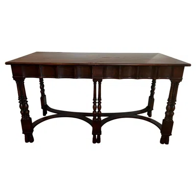 Pre-owned W. & J. Sloane Antique Fluted Colonial Library Console Table For  In Brown