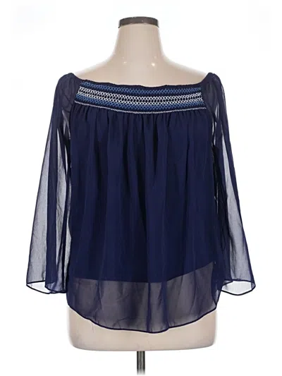 Pre-owned W. By Wantable 3/4 Sleeve Blouse In Blue