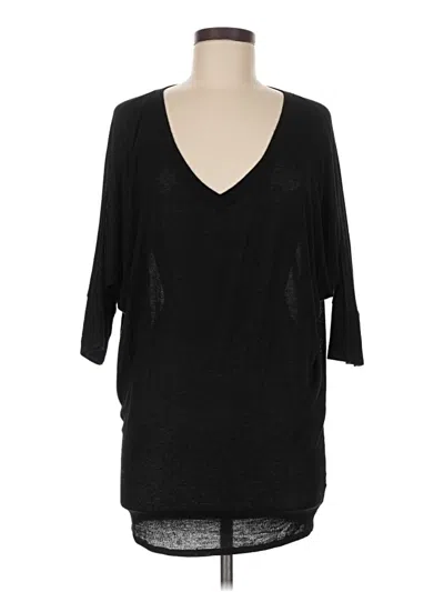Pre-owned W. By Wantable 3/4 Sleeve Top Black V-neck Tops