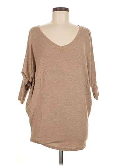 Pre-owned W. By Wantable 3/4 Sleeve Top Tan V-neck Tops