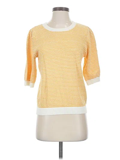 Pre-owned W. By Wantable 3/4 Sleeve Top Yellow Boatneck Tops