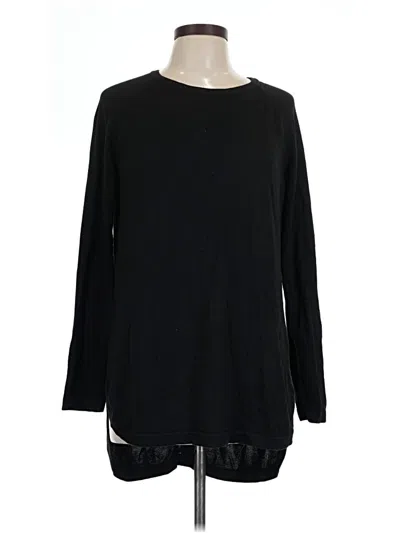 Pre-owned W. By Wantable Long Sleeve Top Black Crew Neck Tops