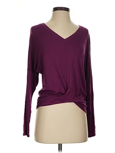Pre-owned W. By Wantable Long Sleeve Top Burgundy V-neck Tops