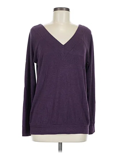 Pre-owned W. By Wantable Long Sleeve Top Purple V-neck Tops