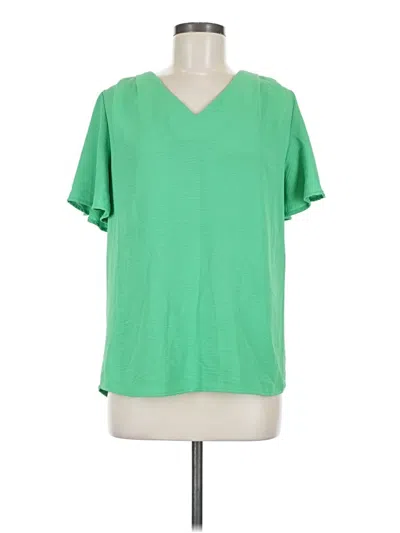 Pre-owned W. By Wantable Short Sleeve Top Green V-neck Tops