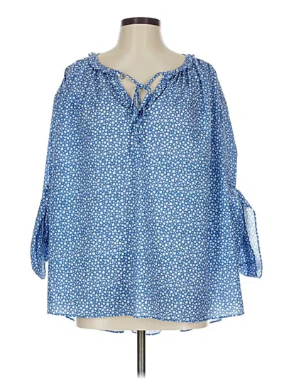 Pre-owned W By Worth 3/4 Sleeve Blouse In Blue