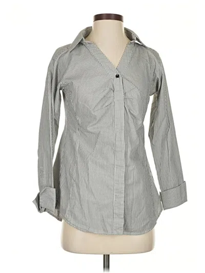 Pre-owned W By Worth 3/4 Sleeve Button Down Shirt In Gray