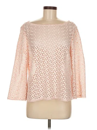 Pre-owned W By Worth 3/4 Sleeve Top Pink Boatneck Tops