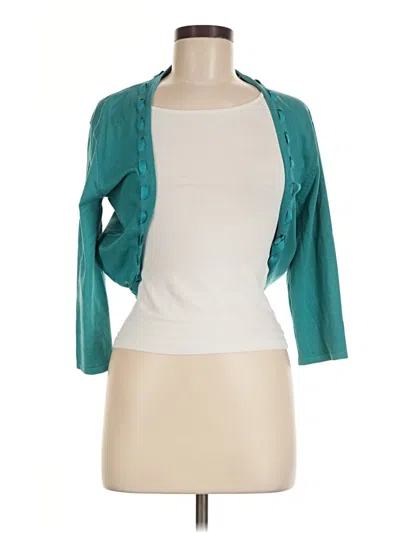 Pre-owned W By Worth 3/4 Sleeve Top Teal Square Neckline Tops